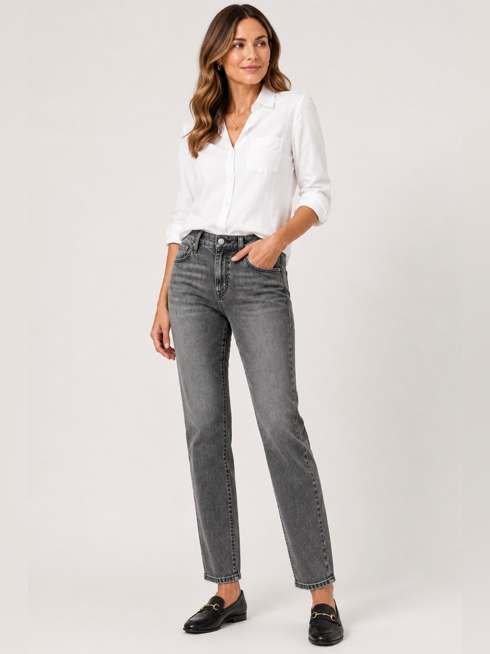 Lauren Ralph Lauren Grey Wash Ankle Jeans Size 14